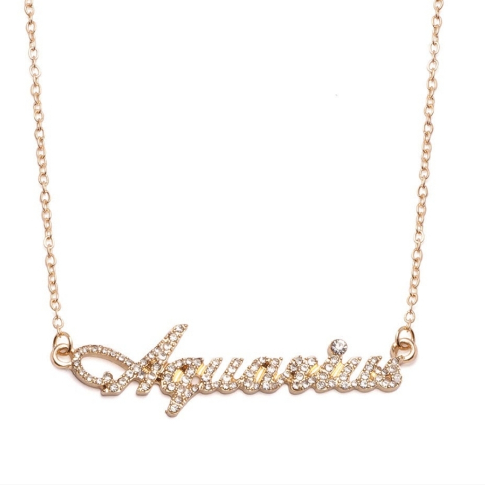 Aquarius Gold necklace with rhinestones